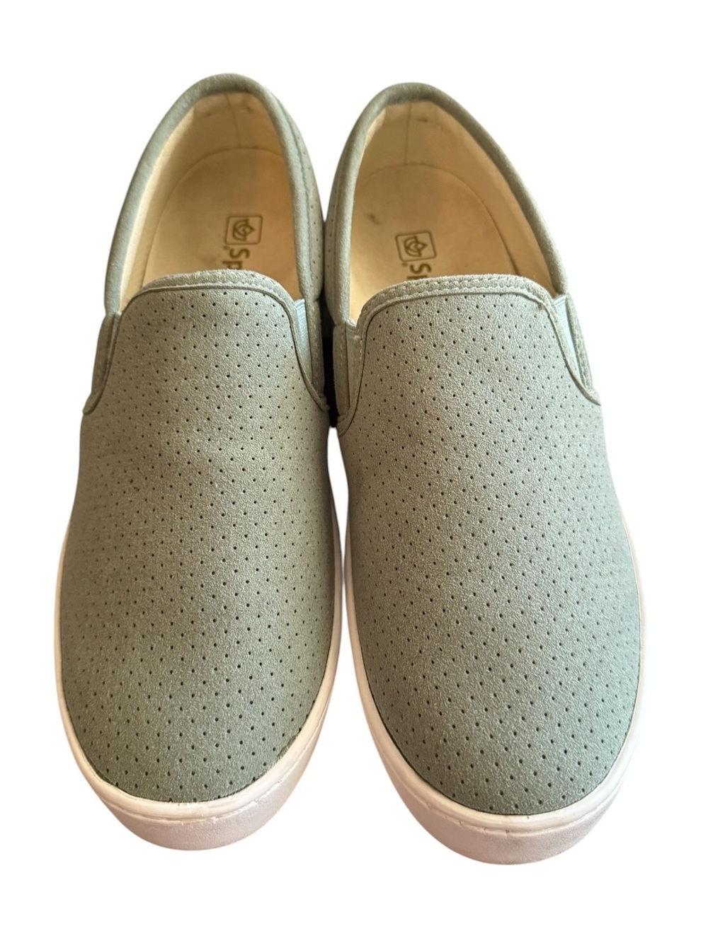 Spenco Total Support Celine Sage Green Suede Slip-On Sneakers Women’s 8